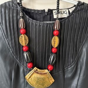 Bold Red and Gold Statement Necklace
